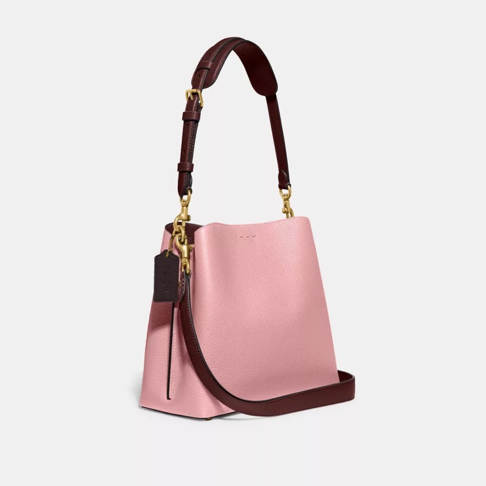 🔥🔥🔥Coach Willow Bucket Bag Pink Leather Crossbody Bag - Picture 3 of 13